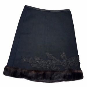 Prada Vintage Wool Angora Skirt with Danish Mink Trim – Made in Italy
